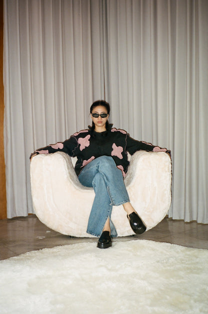 Blossom Sweater in Black & Pink