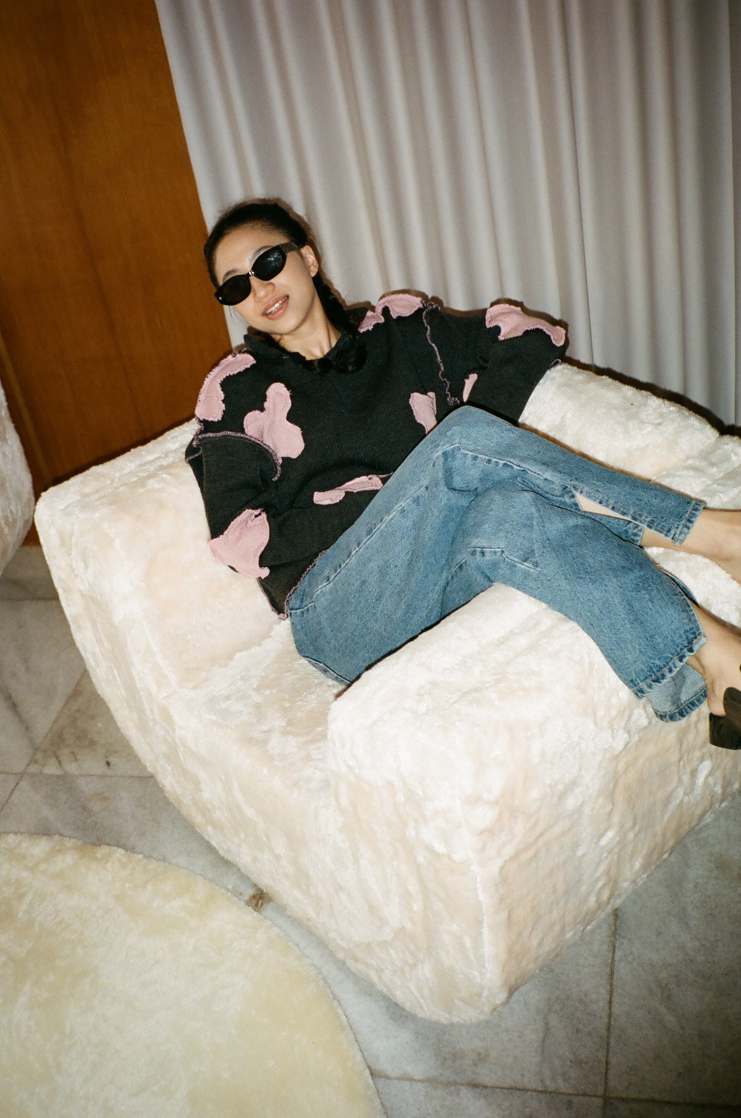 Blossom Sweater in Black & Pink