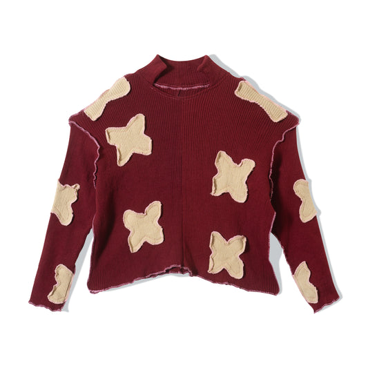 Blossom Sweater in Maroon & Beige