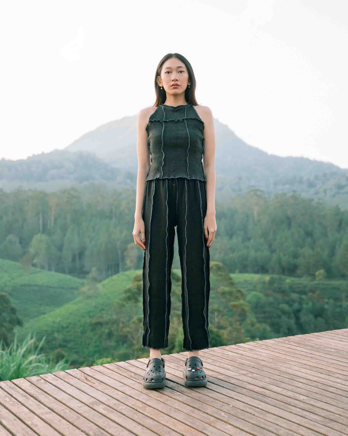 Cecil Knit Pants in Blue Denim