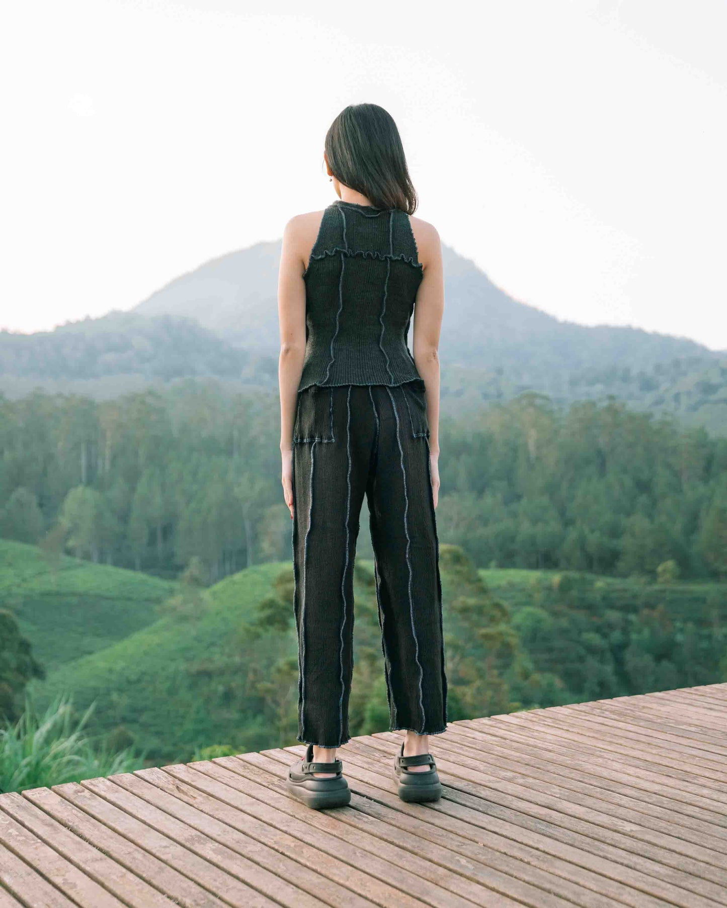Cecil Knit Pants in Blue Denim