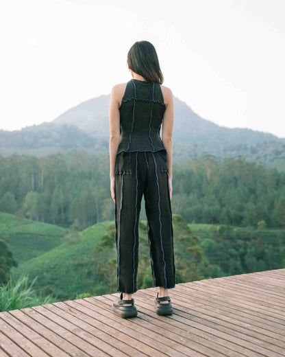 Cecil Knit Pants in Blue Denim