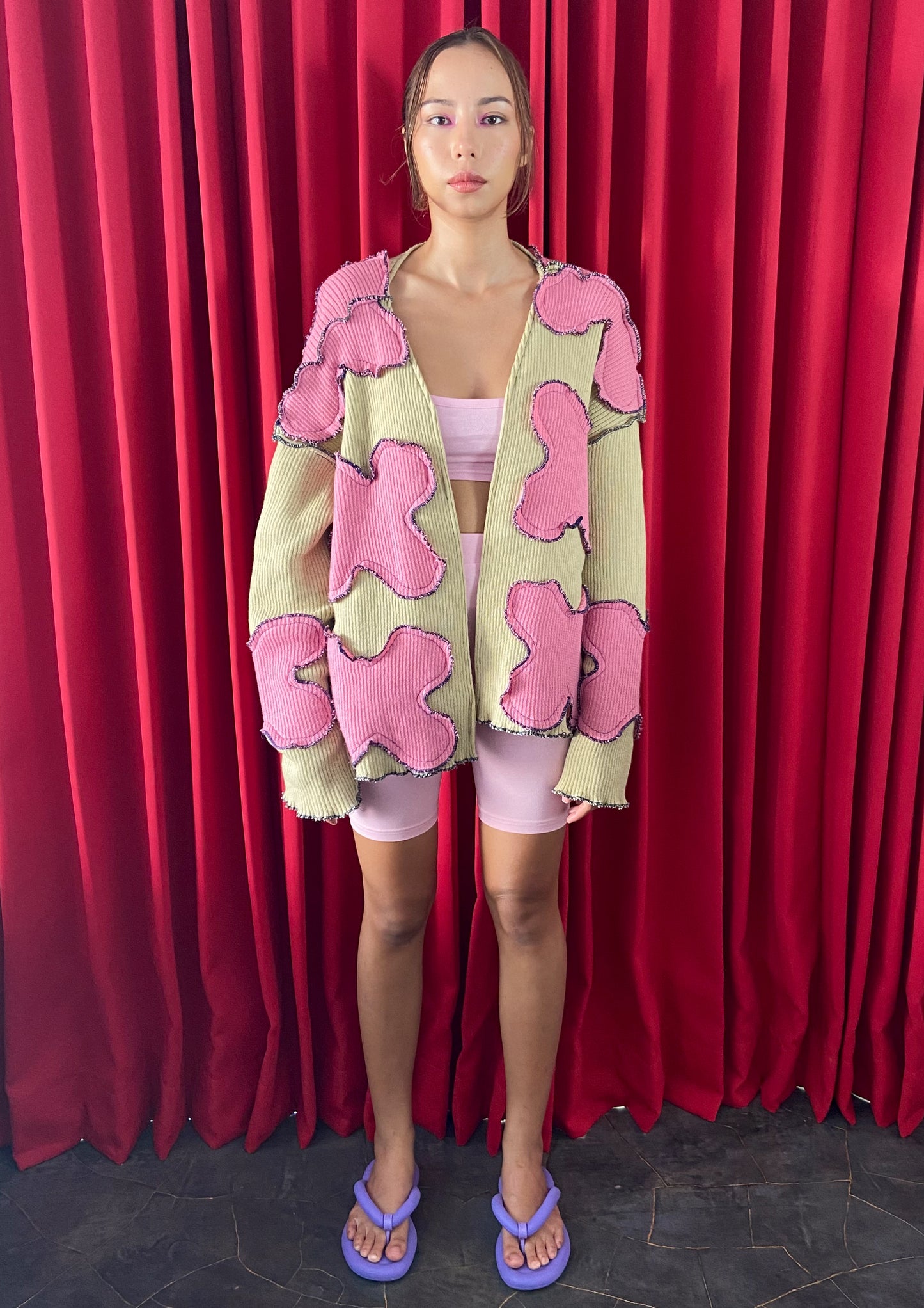 Daphne Outer in Beige & Pink
