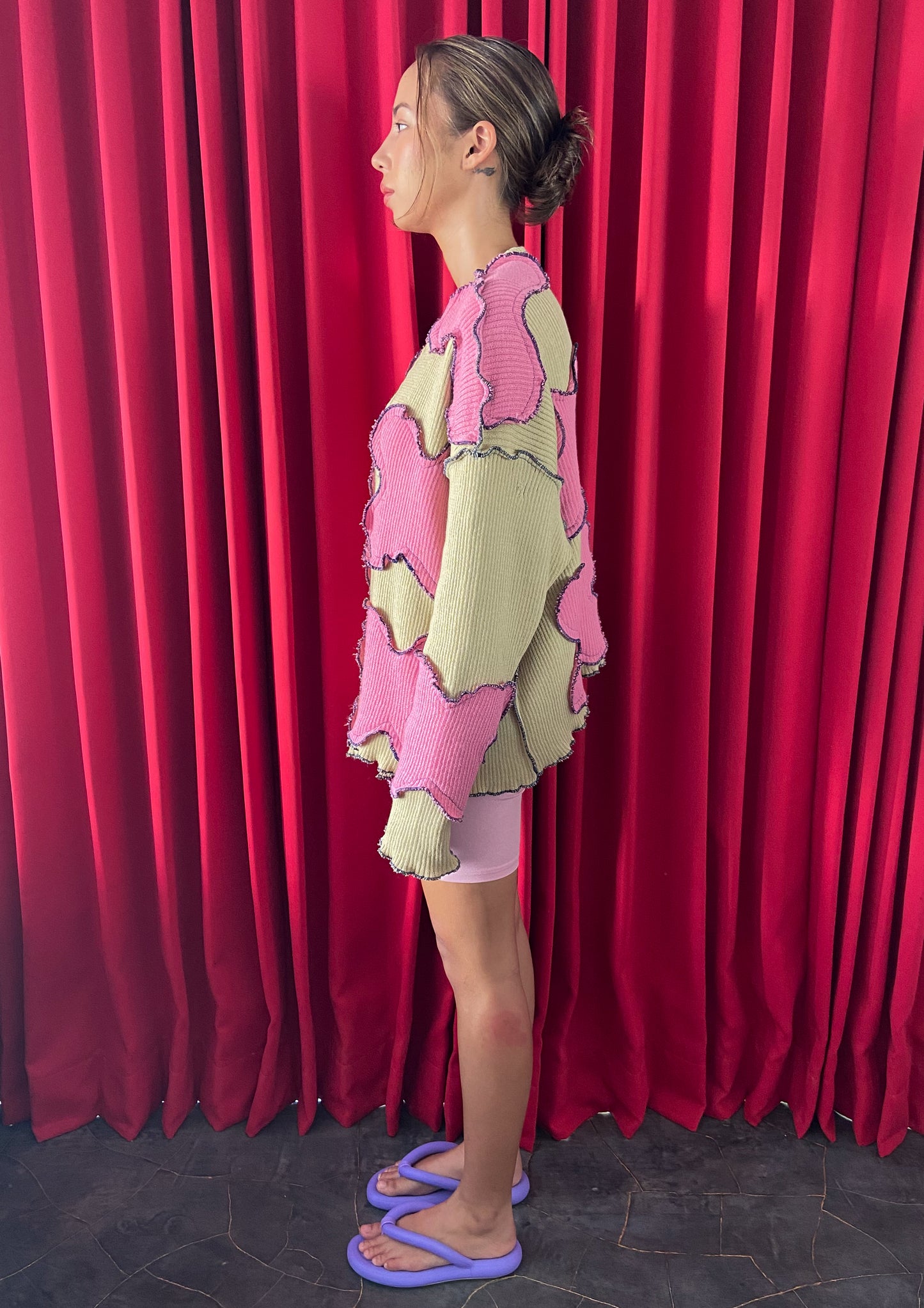 Daphne Outer in Beige & Pink