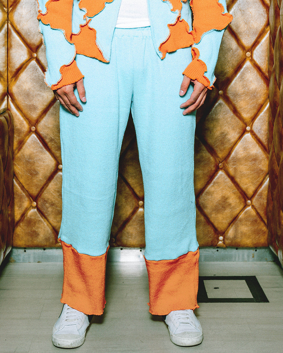 Twiddle Long Pants in Orange & Light Blue